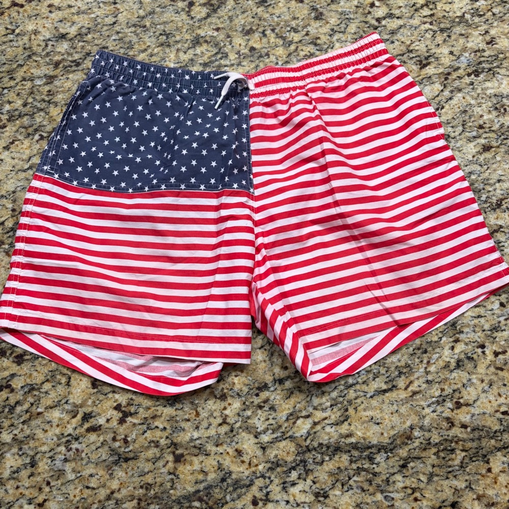 Chubbies Mens XXL American Flag Swim Trunks Stars and Stripes Red White Blue v